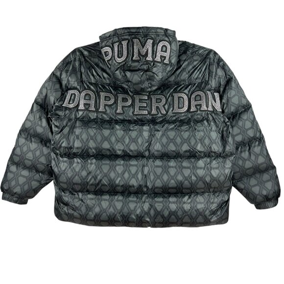 NWT! Puma x Dapper Dan Men Black Grey Reversible Bomber Puffer Coat Jacket Sz XL